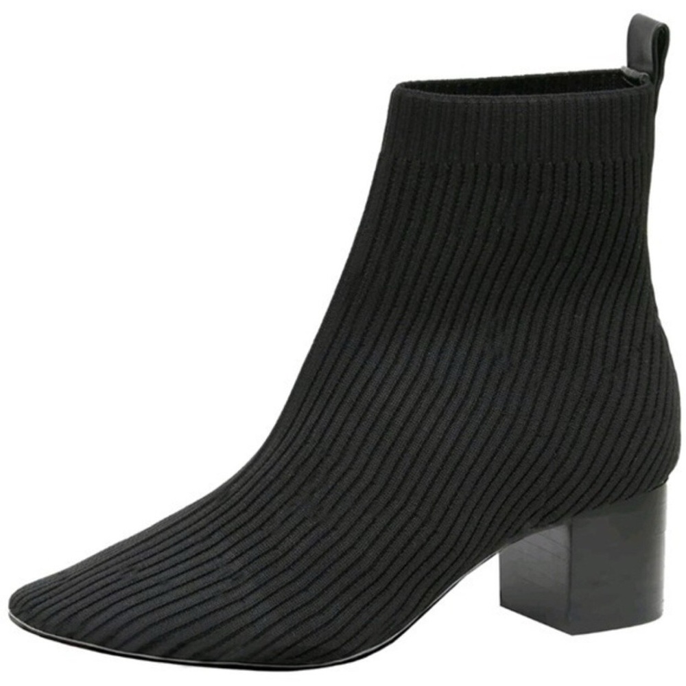 Joie Neely Black Knit Heeled Ankle Boots
